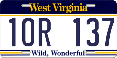 WV license plate 1OR137