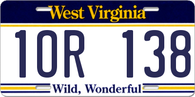 WV license plate 1OR138