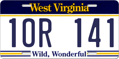WV license plate 1OR141