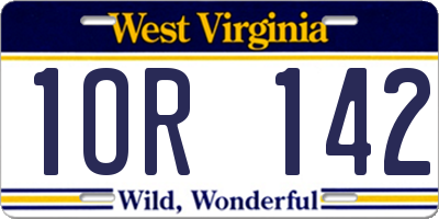 WV license plate 1OR142