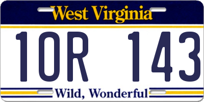 WV license plate 1OR143