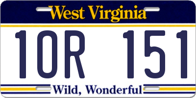WV license plate 1OR151