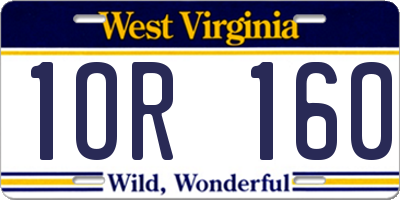 WV license plate 1OR160