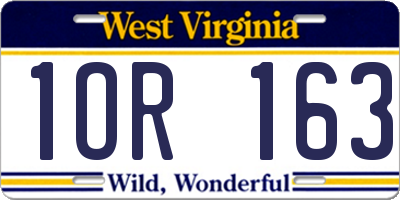WV license plate 1OR163