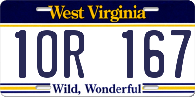 WV license plate 1OR167