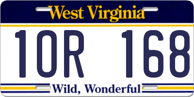 WV license plate 1OR168