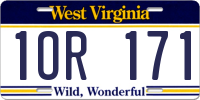 WV license plate 1OR171