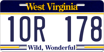 WV license plate 1OR178