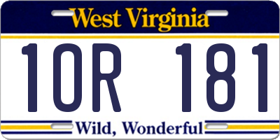 WV license plate 1OR181