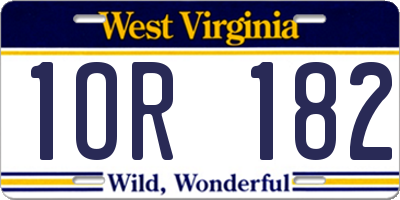 WV license plate 1OR182