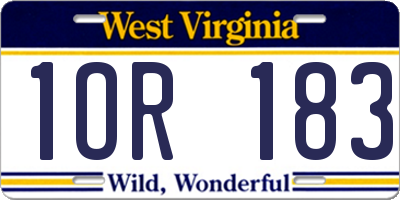 WV license plate 1OR183