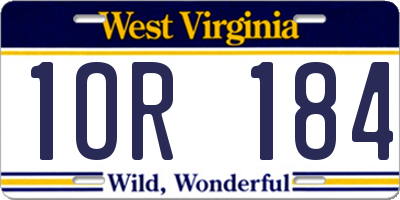 WV license plate 1OR184