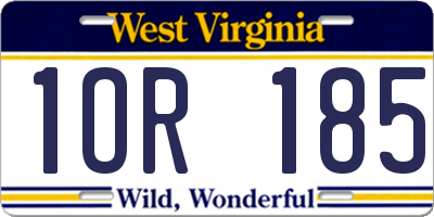 WV license plate 1OR185