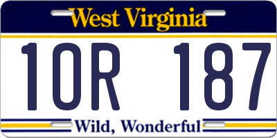 WV license plate 1OR187