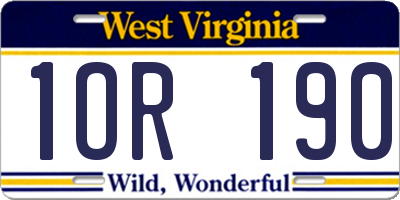 WV license plate 1OR190
