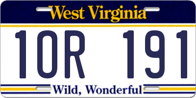 WV license plate 1OR191