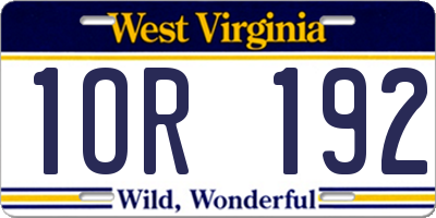 WV license plate 1OR192