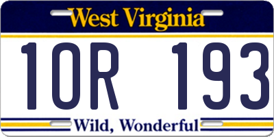 WV license plate 1OR193