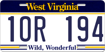 WV license plate 1OR194