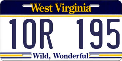 WV license plate 1OR195
