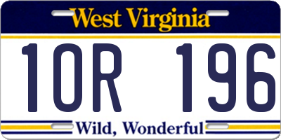 WV license plate 1OR196