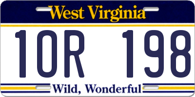 WV license plate 1OR198