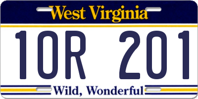 WV license plate 1OR201