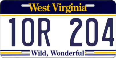WV license plate 1OR204