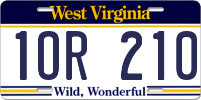 WV license plate 1OR210