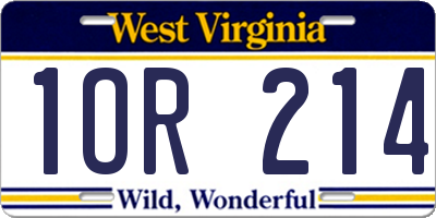 WV license plate 1OR214