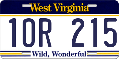 WV license plate 1OR215