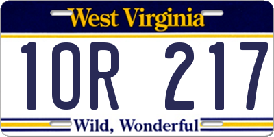WV license plate 1OR217