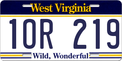 WV license plate 1OR219