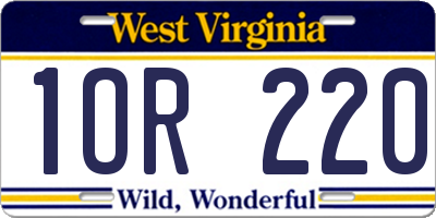 WV license plate 1OR220
