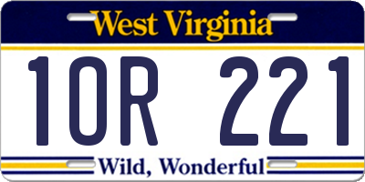 WV license plate 1OR221