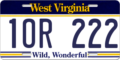 WV license plate 1OR222