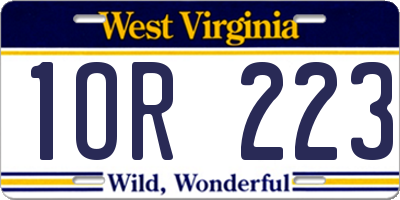 WV license plate 1OR223