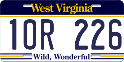WV license plate 1OR226
