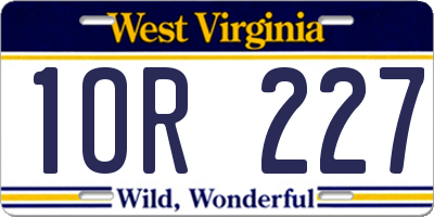 WV license plate 1OR227