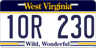 WV license plate 1OR230
