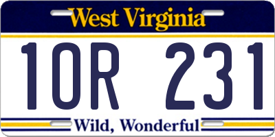 WV license plate 1OR231