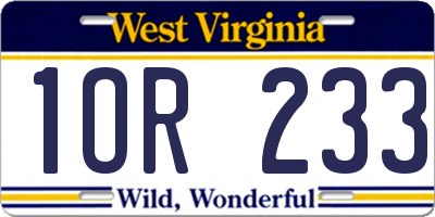 WV license plate 1OR233