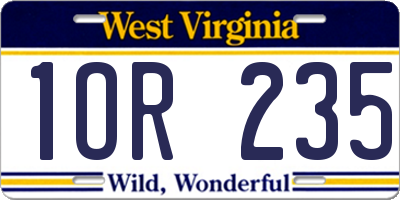 WV license plate 1OR235