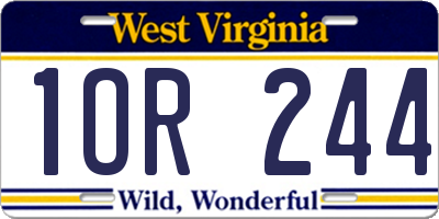 WV license plate 1OR244