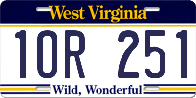 WV license plate 1OR251