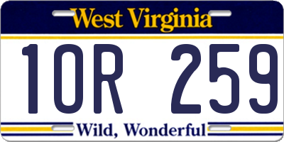 WV license plate 1OR259