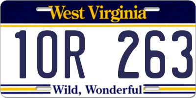 WV license plate 1OR263