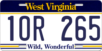 WV license plate 1OR265