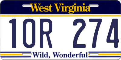 WV license plate 1OR274