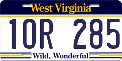 WV license plate 1OR285